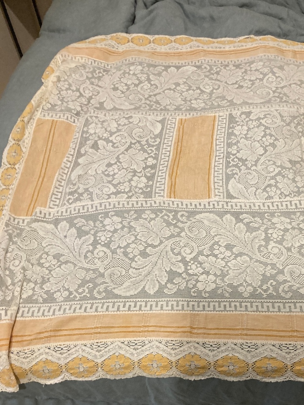 Vintage Embroidered Lace Table Cloth